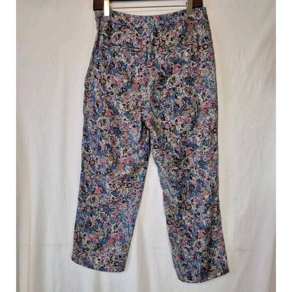 Y2K Marc By Marc Jacobs Colorful Pleated 100% Silk Straight Cropped Pants US 0 - Picture 7 of 8